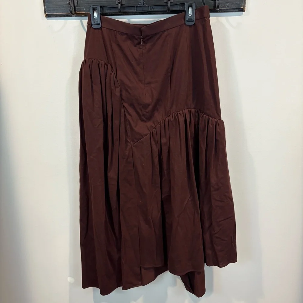 NWT Akira Naka Jo Asymmetrical Gathered Brown Skirt Size 4